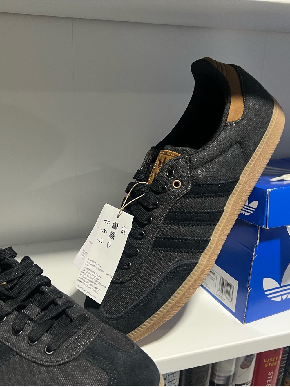 adidas Samba OG Black Canvas Low-Top Sneakers with Brown Heel and Gum Sole